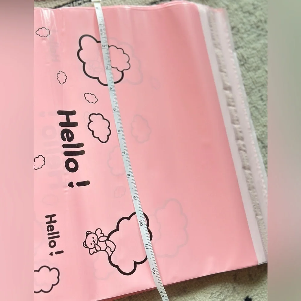 Pink Bear”Hello!” 100PCS *Poly Mailers 12.75x16+1.8 Inch.
